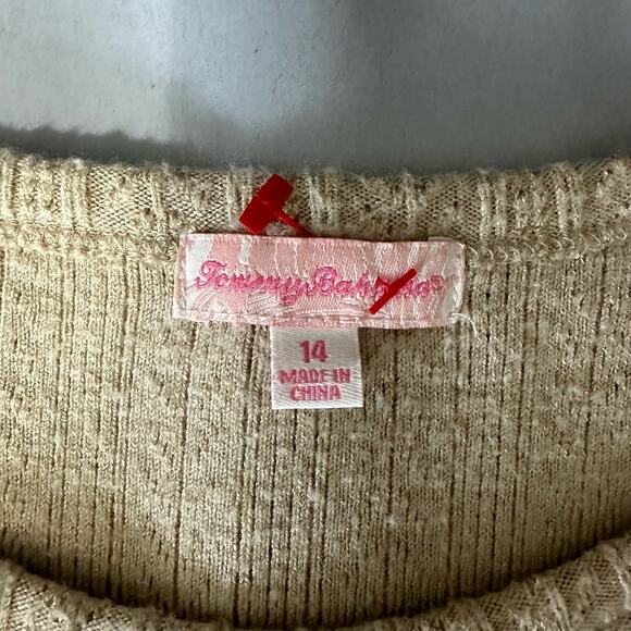 Tommy Bahama Tan Girls Side Lace Up Signature Embroidery Pullover Sweater Sz 14 - Picture 10 of 16